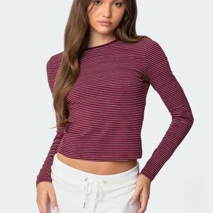 NWT Edikted Brianna Striped Long Sleeve T-Shirt